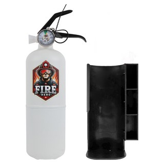 카템 ABC 분말 차량용 소화기 0.7kg + 거치대 세트, 무광화이트(소화기), 1세트