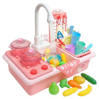 키저스 쁘띠쉐프 물 나오는 주방놀이 장난감 세트, 로즈 핑크, 1세트