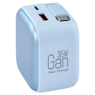 TOPSON 氮化鎵伸縮線快充頭 35W, 晴空藍, 1個