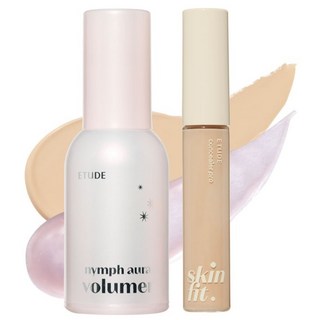 ETUDE Nymph 光彩豐盈粉底 + 遮瑕膏套組 02, 1套, 豐盈粉底 + 遮瑕膏
