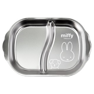 키친유 미피 스텐 304 손잡이 간식 식판 2구, 실버, 1개, 단품