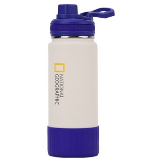 릴팡 내셔널지오그래픽 GT Pro 이중스텐스포츠텀블러, 오프화이트 + 코발트블루, 1개, 600ml