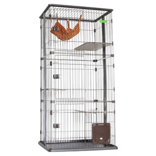 3baby 三個寶 四層貓籠, 黑胡桃色, 1個