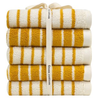 프롬코튼 런던스트라이프 선염 리본포장 호텔수건 40수 코마사 200g x 5p, 선염 머스타드, 5개