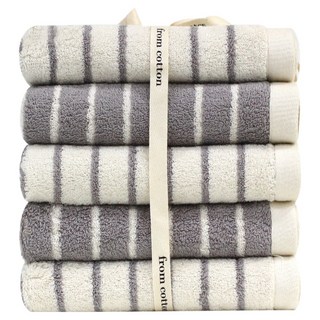 프롬코튼 런던스트라이프 선염 리본포장 호텔수건 40수 코마사 200g x 5p, 선염 그레이, 5개