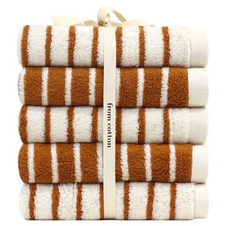 프롬코튼 런던스트라이프 선염 리본포장 호텔수건 40수 코마사 200g x 5p, 선염 브라운, 5개