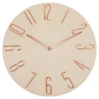 Couselect 北歐簡約掛鐘 30cm 靜音石英鐘 客廳臥室掛牆時鐘 現代家用裝飾時鐘, 極簡木紋玫瑰金字