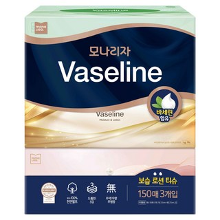 모나리자 바세린 로션 천연펄프 미용티슈 3겹, 3개, 150개입
