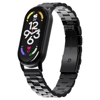 KANTAM 小米手環 10 9 8 錶帶 金屬錶帶 手錶帶, 黑色, 1個