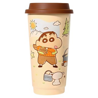 MTuTU 萌兔兔 蠟筆小新 高逸陶瓷馬克杯 560ml, 棕色, 1個