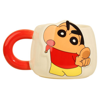 MTuTU 萌兔兔 蠟筆小新 陶瓷萌萌馬克杯 440ml, 紅色, 1個