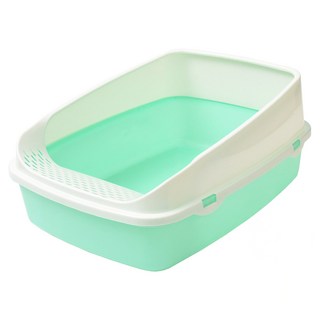 咕沛日常 半封閉防噴濺 加高貓砂盆 貓便盆, 綠色, 1個