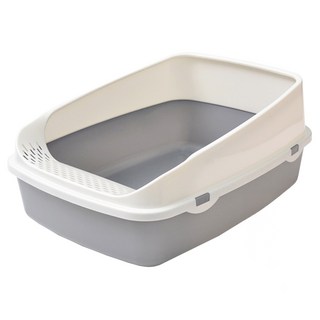 咕沛日常 半封閉防噴濺 加高貓砂盆 貓便盆, 灰色, 1個