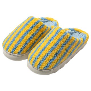 아트조이 포근포근 스트라이프 풀커버 겨울 털안감 실내화, 옐로우, 1개