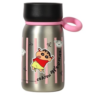 MTuTU 萌兔兔 蠟筆小新 316迷巧隨身保溫瓶, 黑色, 1個, 310ml