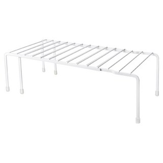 Homely Zakka 日式簡約工藝鐵製多功能可伸縮層架/收納置物架/整理架, 白色, 1個