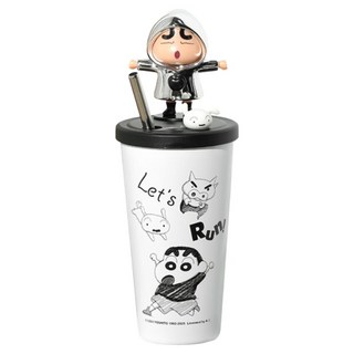 萌兔兔 蠟筆小新 304變臉吸管保溫杯, 白色, 1個, 600ml