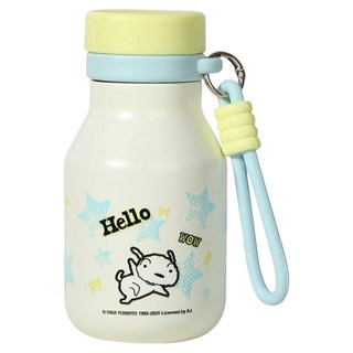 萌兔兔 蠟筆小新 316 Q彈便攜保溫瓶, 黃藍色, 1個, 470ml