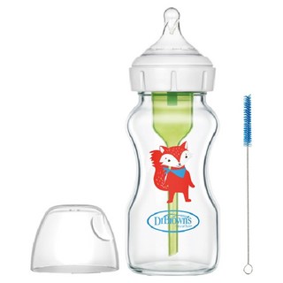 닥터브라운 와이드넥 데코 유리 젖병 2단계 3~6개월, 혼합색상, 270ml, 1개