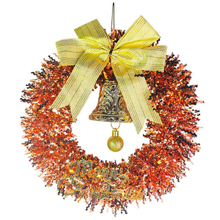 摩達客 耶誕 金蔥彎絲聖誕花圈, 優雅香檳玫金系, 1個