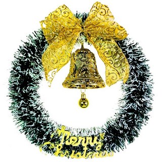 摩達客 耶誕 金蔥彎絲聖誕花圈, 風尚雅墨綠刷白系, 1個