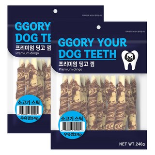 꼬리치는강아지 강아지 스틱껌 24p, 240g, 2개, 혼합맛(소고기/우유)