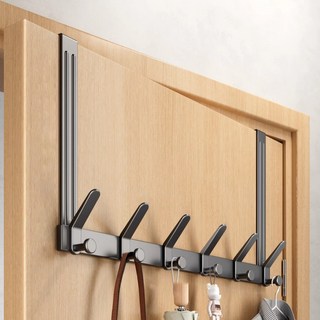 Dyodyo&Jina 掛式門後掛鉤衣架 寬間距 6鉤 2層 高門用, 灰色, 1個