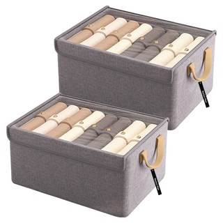 Market Plan 透明窗蓋衣物整理收納箱 40 x 27 x 21 cm, 2個, 灰色