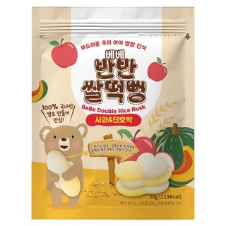 BEBE貝兒 雙色大米餅, 30g, 1個, 蘋果南瓜
