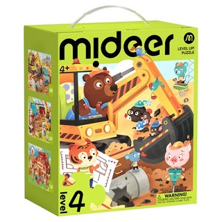 mideer 進階拼圖 4階 收納袋版 48片 + 60片 + 72片, 建築工地場景, 1套, 180片