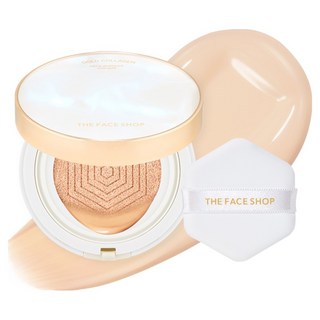 THE FACE SHOP 菲詩小舖 黃金膠原蛋白淡斑安瓶氣墊粉餅, 201號 杏桃米色, 1個