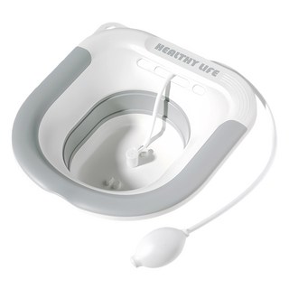 YUNMI 免蹲馬桶坐浴盆 氣壓沖洗式浴盆 矽膠折疊通用水盆 月子盆 痔瘡泡盆 術後護理盆, 灰色, 1個