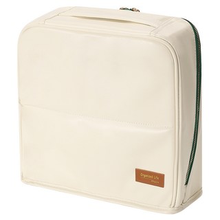 MAANGE 瑪安格 磁吸分區立式皮革化妝包, 1個, 米白色