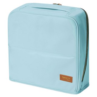 MAANGE 瑪安格 磁吸分區立式皮革化妝包, 1個, 淺藍色