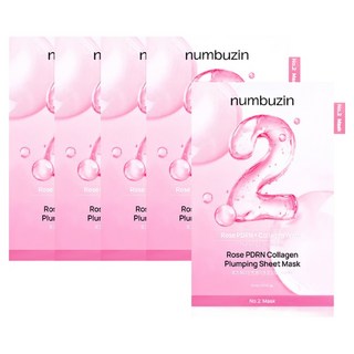 넘버즈인 2번 로즈 PDRN 콜라겐 플럼핑 마스크팩 33ml, 1개입, 5개