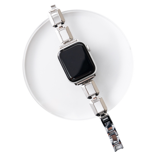 w9999 Apple Watch 相容方形金屬手鍊錶帶, 銀色, 1個