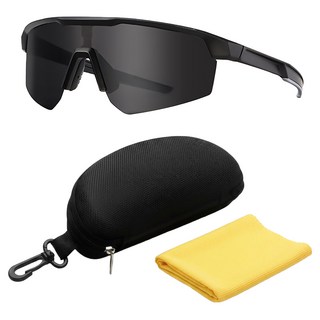 Quinta UV400 運動太陽眼鏡 附眼鏡盒 + 眼鏡布 QT17102, 黑框黑灰片, 1個