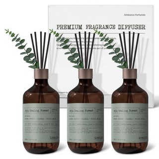 루엘디 프리미엄 대용량 퍼퓸 디퓨저 + 데코 스틱 세트, 제주 치유의 숲, 500ml, 3개