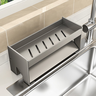 ROI Life 廚房瀝水菜瓜布清潔劑架 基本款 23 x 9 x 10 cm, 銀色, 1個