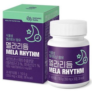 대상웰라이프 정품 식물성 멜라토닌 함유 멜라리듬 10.5g, 1개, 30정