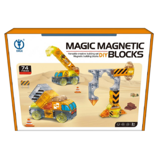 維京小子 工程車磁力片遊戲組74件組, 混和顏色, 1套