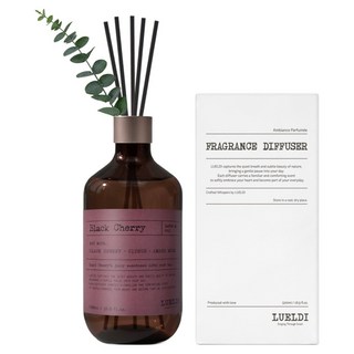 루엘디 프리미엄 대용량 디퓨저 + 데코 스틱 세트, 블랙체리, 500ml, 1개