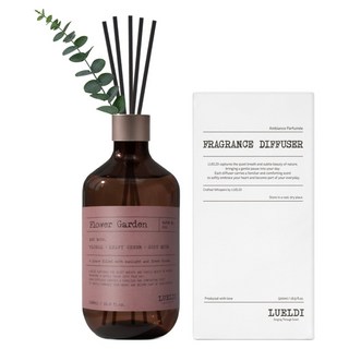 루엘디 프리미엄 대용량 디퓨저 + 데코 스틱 세트, 플라워 가든, 500ml, 1개