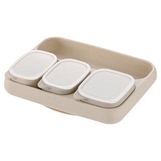 릿첼 TLI 실리콘 이유식 흡착식판 세트, 베이지, 1세트