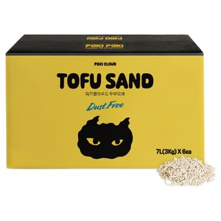 퍼키퍼키 고양이 가는입자 두부모래, 녹차향, 6개, 7L