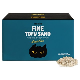 퍼키퍼키 퍼키클라우드 초극세입자 두부 고양이 모래 8L, 6개, 무향