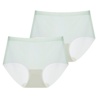 DeParee 蒂巴蕾 無痕冰絲植物系桑蠶絲抗菌內褲2件組 Waist pus 包覆式, 淡綠色