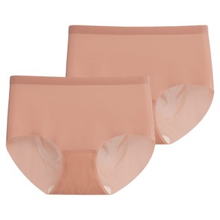 DeParee 蒂巴蕾 無痕冰絲植物系桑蠶絲抗菌內褲2件組 Waist pus 包覆式, 赭橙色