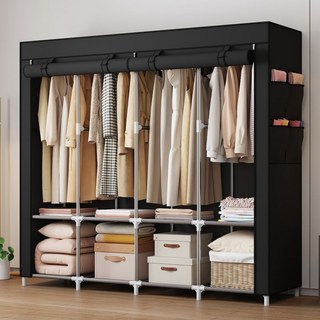 ROI Life 可簡易組裝與收納的簡約衣櫃 164 x 42.5 x 170 cm, 黑色