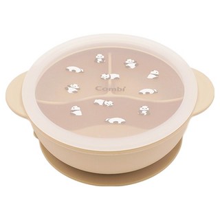 콤비 깊은 실리콘 흡착식판, 베이지, 1개